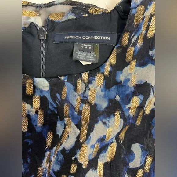 FRENCH CONNECTION Navy blue and gold waist cutout mini dress size 8. - Picture 12 of 16